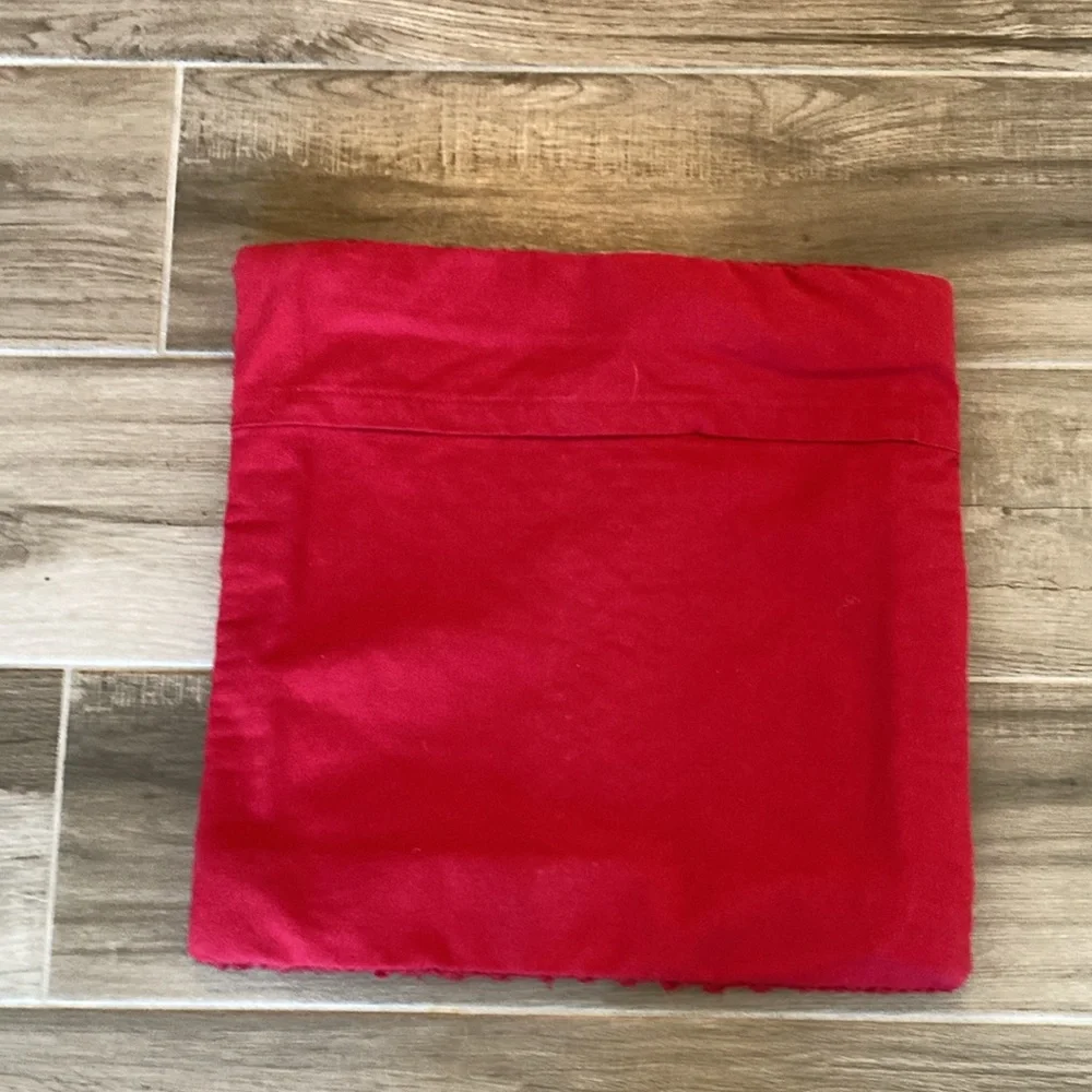 Crate & Barrel Bergen Red knit crochet pillow cover